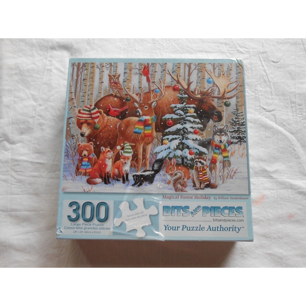 NEW Bits and Pieces Magical Forest Holiday Animals Xmas Jigsaw Puzzle 300 Pieces